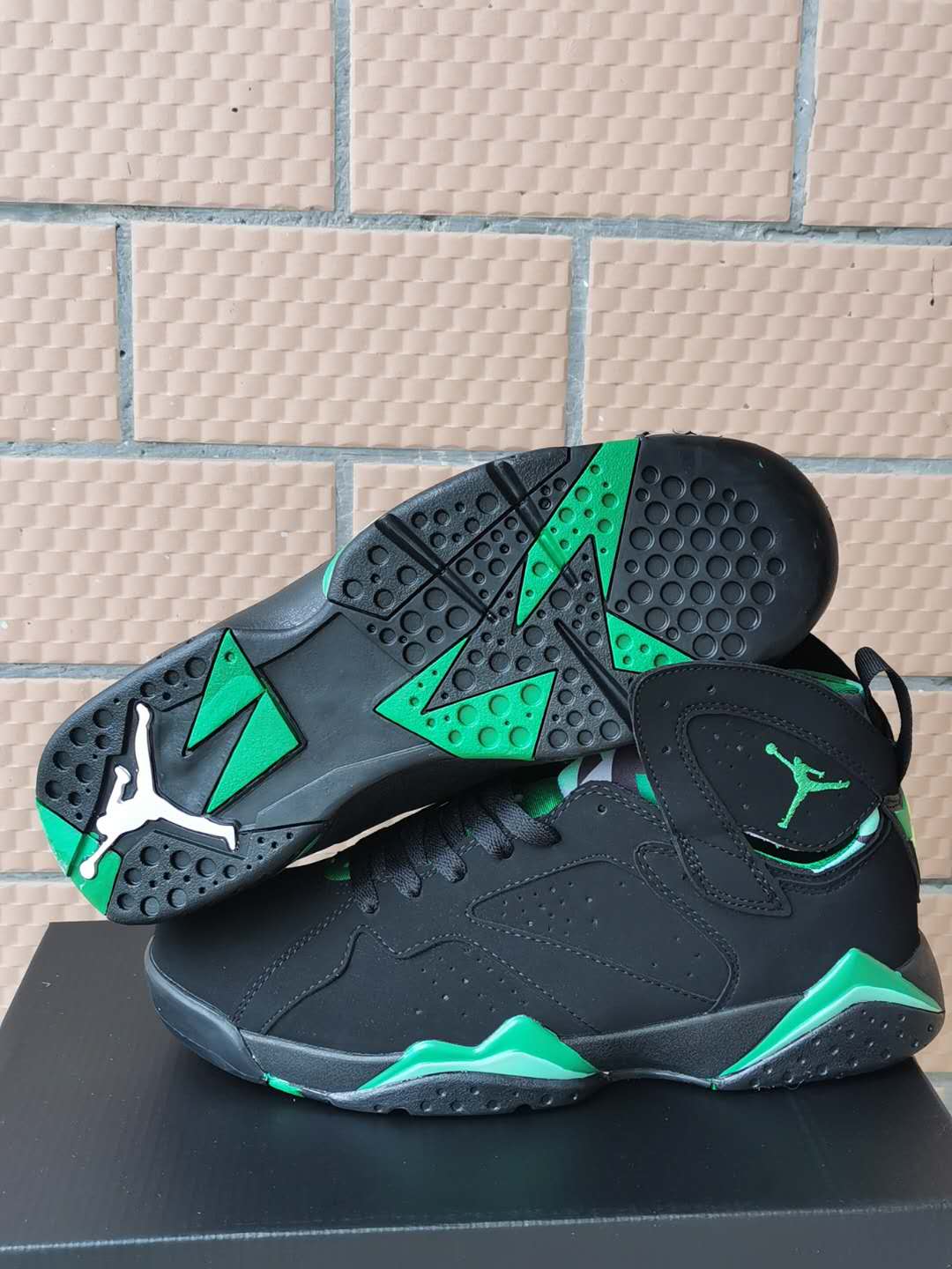 New Air Jordan 7 Black Green Shoes - Click Image to Close